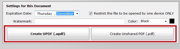 Create Unshared PDF or UPDF file